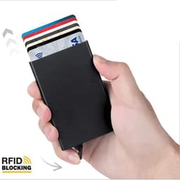 image-Rfid Smart Wallet Card Holder Metal Thin Slim Men Women Wallets Pop Up Minimalist Wallet Small Black Purse Vallet Walets for Men