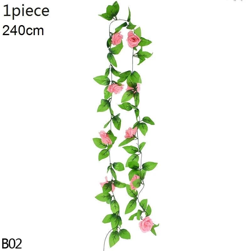image-Artificial Flower Wisteria Vine Ivy Leaf Garland Silk Rose Flowers Rattan String Vine Wedding Arch Flower Home Garden Decoration