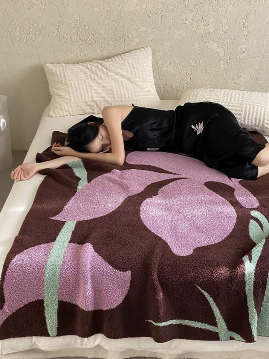 image-Terracotta Iris Throw Blanket - Warm Thick Earthy Tone Fall Blanket