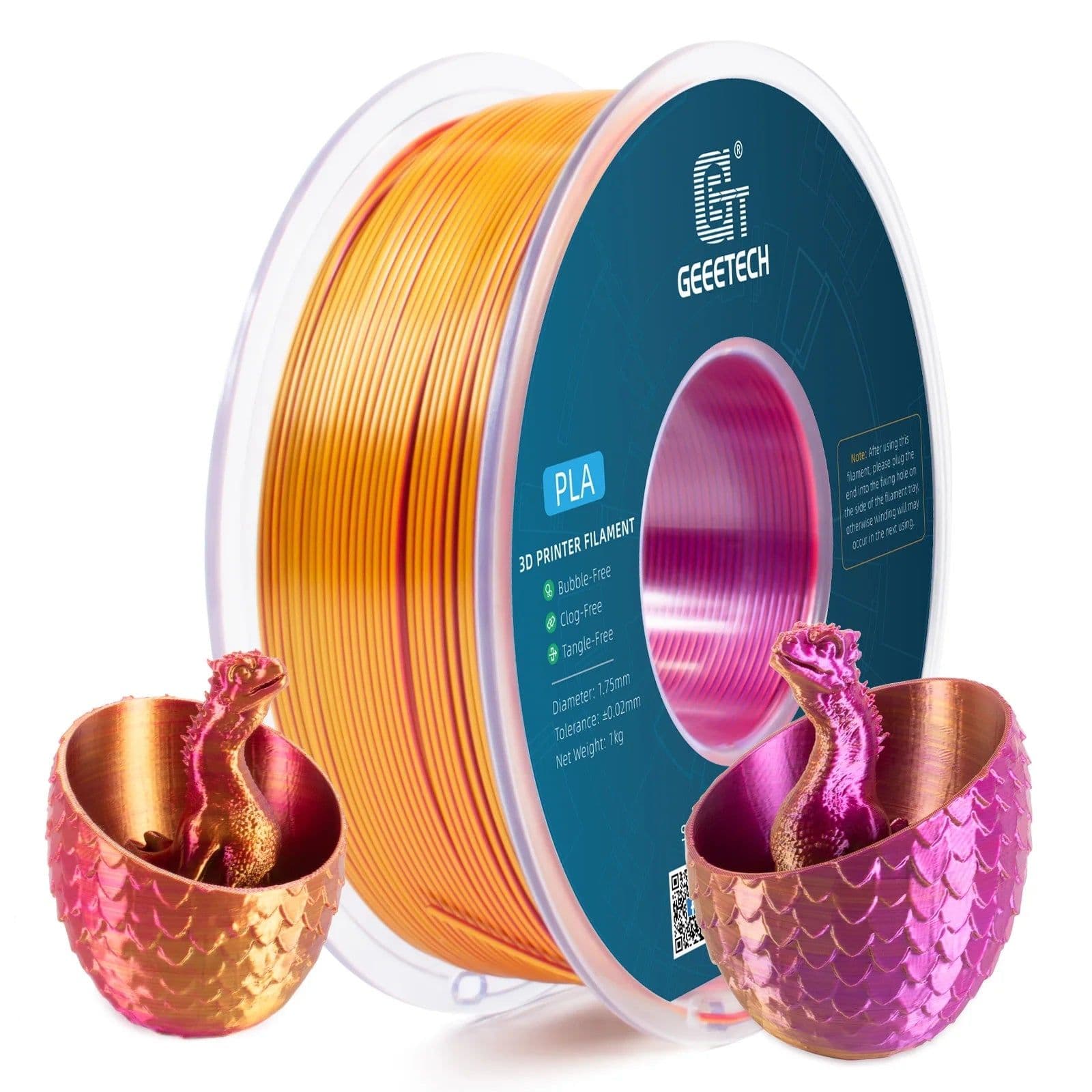 image-Geeetech Three Tri Color Silk PLA Filament , 3D Filament 1,75 mm 1KG Spool Wire (+/-0.03mm) Vacuum packaging, special color