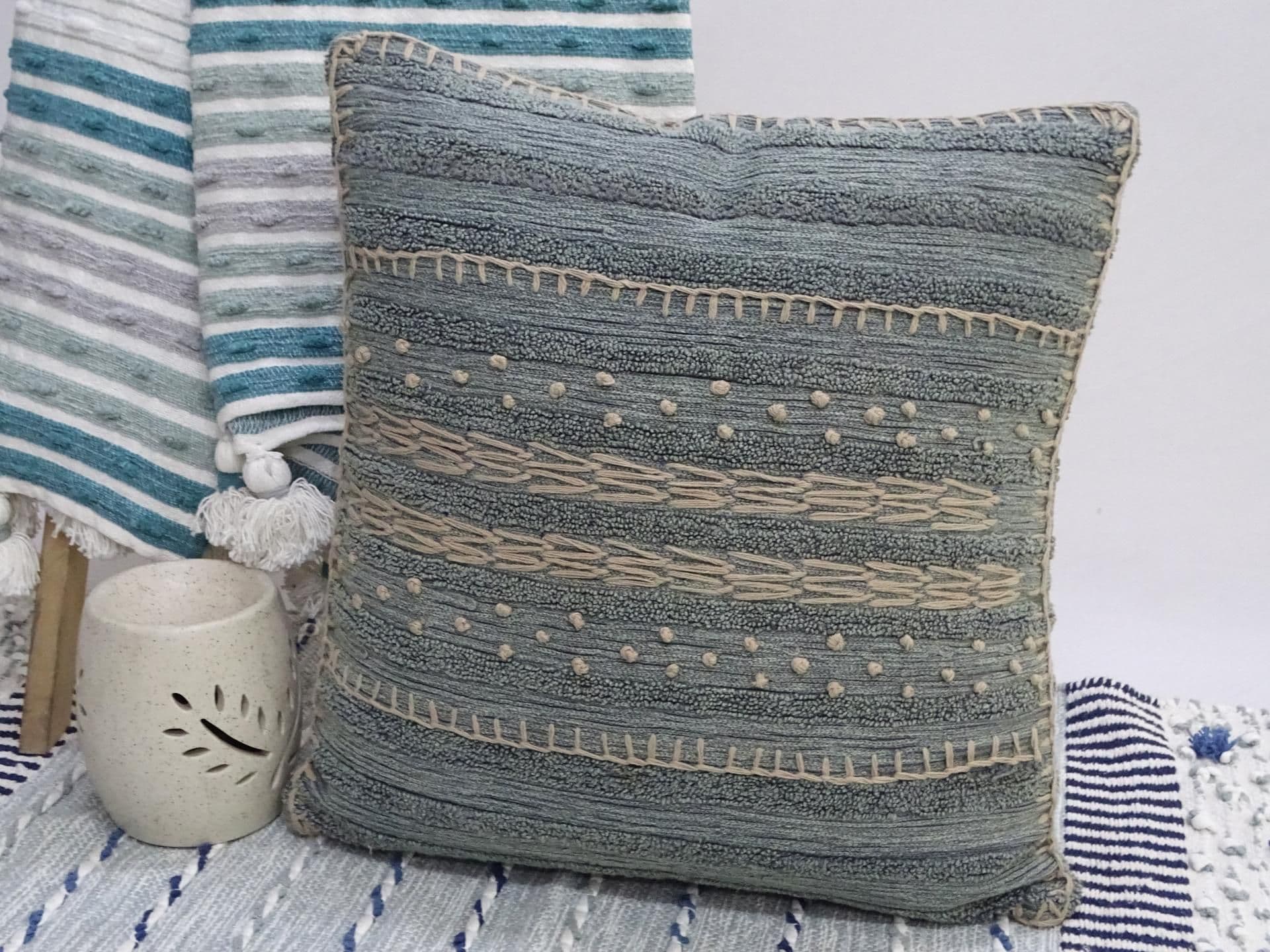 image-20"X20" Embroidery Throw Pillow for couch