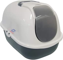 image-Cat Flip Litter Tray Grey&White Box Hooded Toilet Charcoal Filter Deep