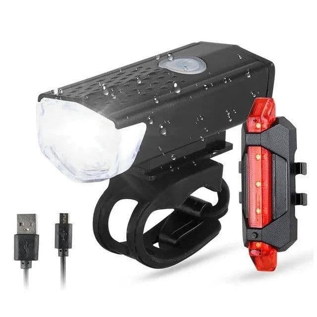 image-USB Rechargeable Bike Light Front Light Red Taillight Easy to Install 3 Modes Bicycle Accessories for the Bicycle
