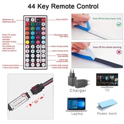image-Led Strip Lights with 44 Key Remote Control 1m 5m 10m 20m RGB Tape Led Wall Room for Home Bedroom Party Decor TV Backlight