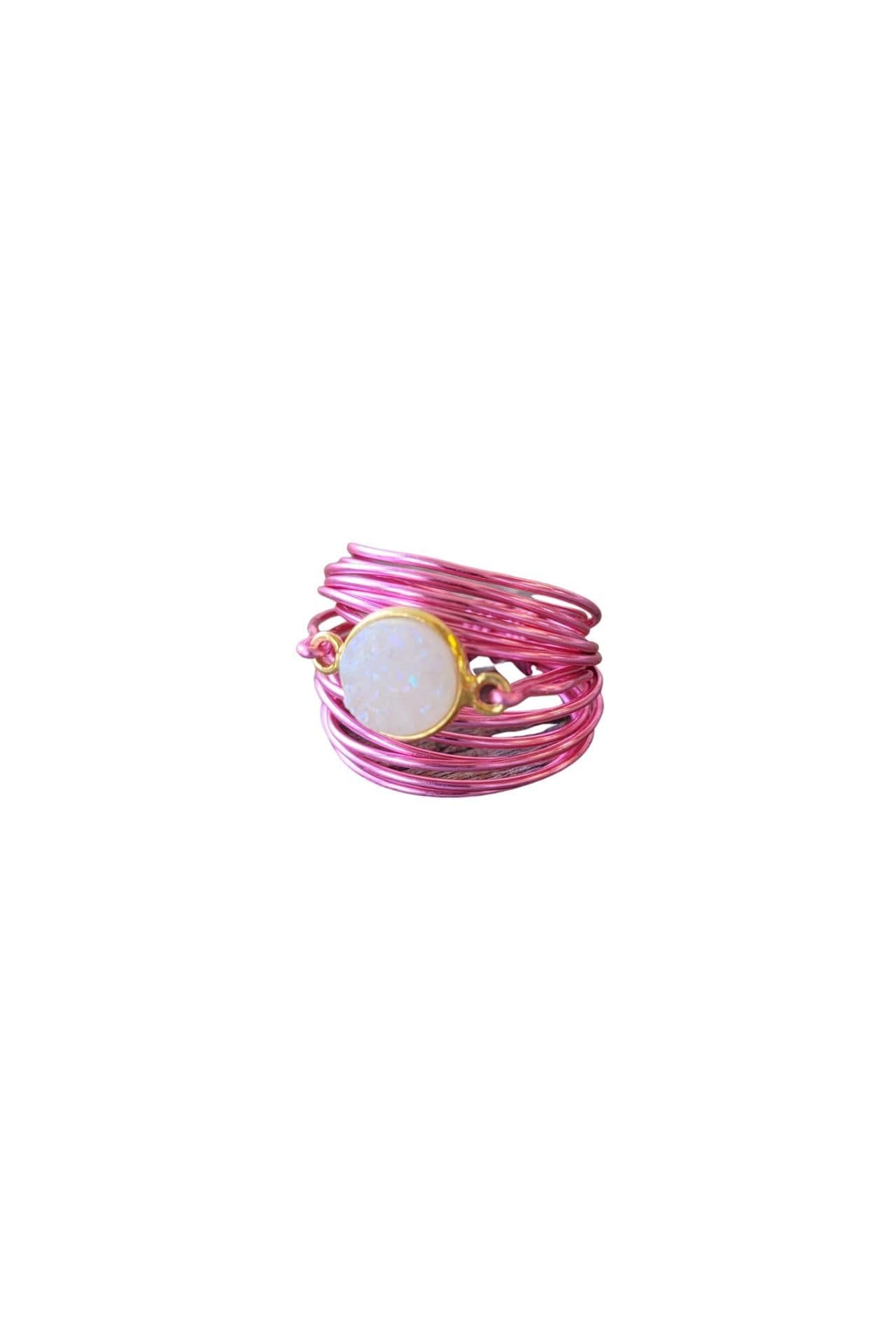 image-Torrey Ring in Hot Pink with White Druzy