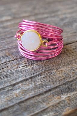 image-Torrey Ring in Hot Pink with White Druzy