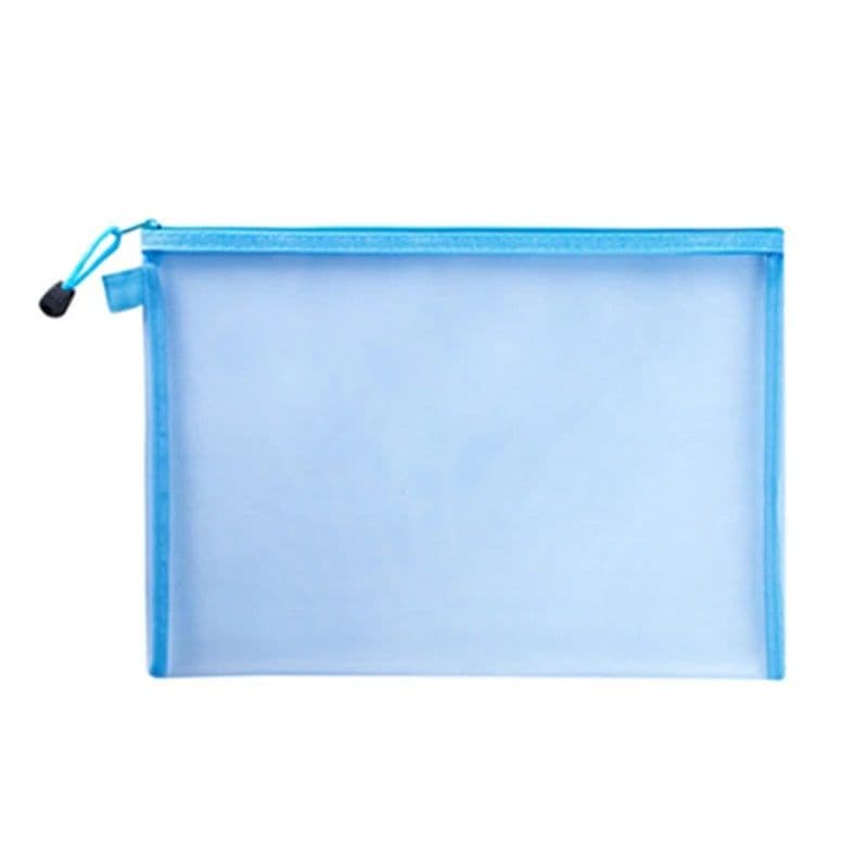 image-Transparent Waterproof Mesh Zipper Pouch Document Bag A4 Size File Folders for School Office Supplies Pencil Case Storage Bags