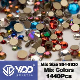 image-VDD SS4-SS20 Mix Size Clear Crystal Non-Hotfix Gold FlatBack Rhinestones Decorations DIY Glitter Stones 3D Nail Art Accessories