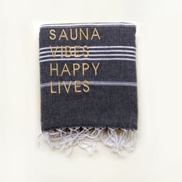 image-"SAUNA VIBES HAPPY LIVES" Embroidered Turkish Towel