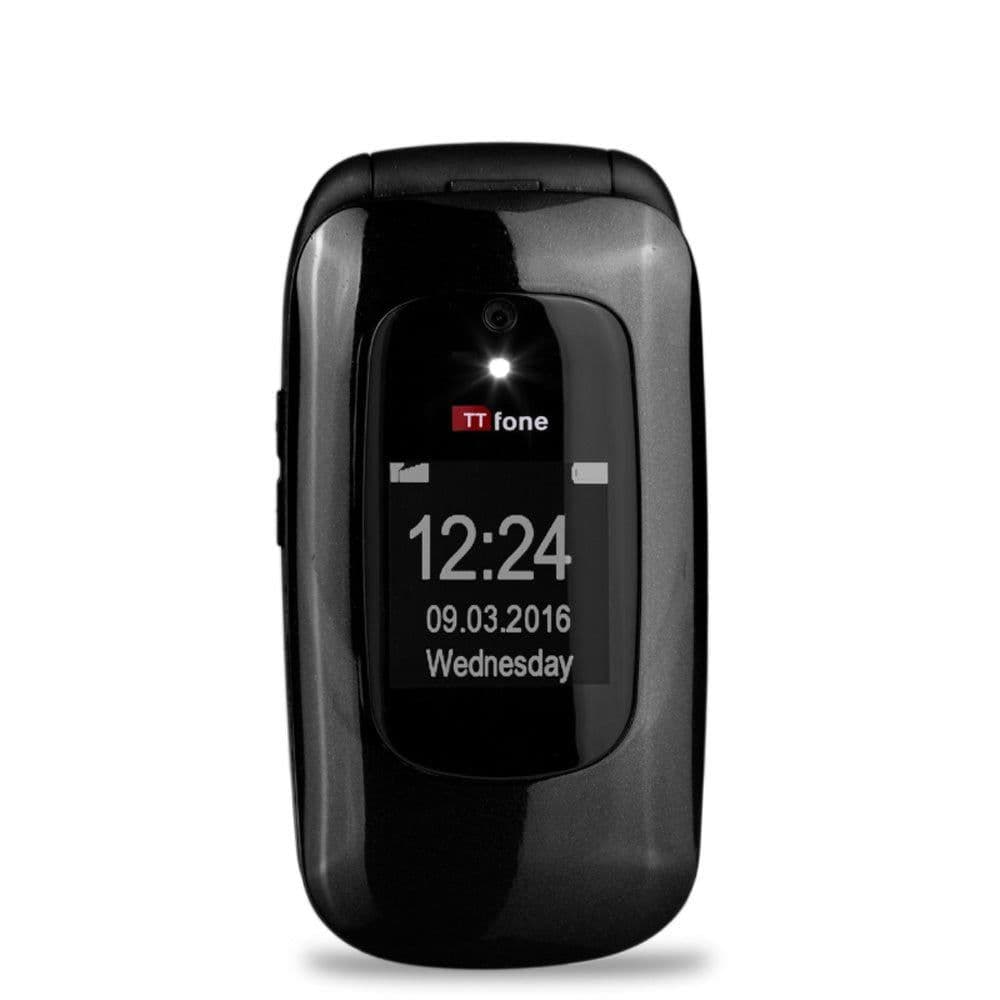 image-TTfone Lunar TT750 Black Flip Big Button Easy Menu Mobile with O2 Bundle Pay As You Go SIM