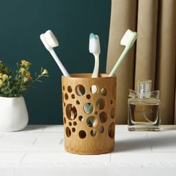 image-Bamboo toothbrush holder bamboo toothbrush accessories toothbrush pen makeup brush organizer biodegradable (Circular )