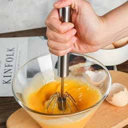 image-Stainless Steel Egg Beater Durable Semi-Automatic Mixer for Effortless Egg Cream Mixing Stirring and Beating for Kitchen Baking