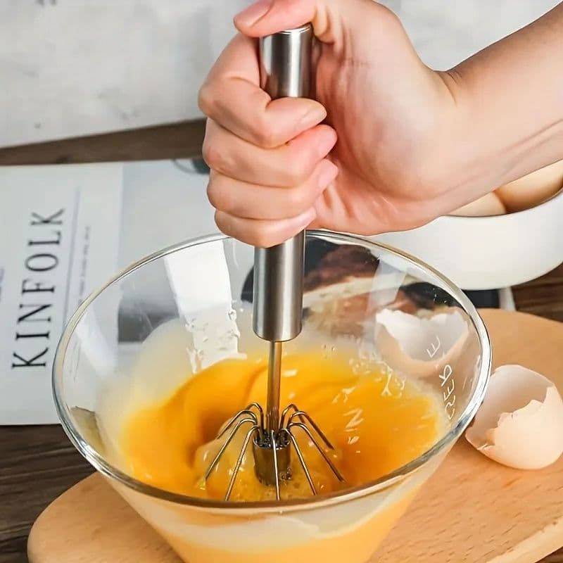 image-Stainless Steel Egg Beater Durable Semi-Automatic Mixer for Effortless Egg Cream Mixing Stirring and Beating for Kitchen Baking