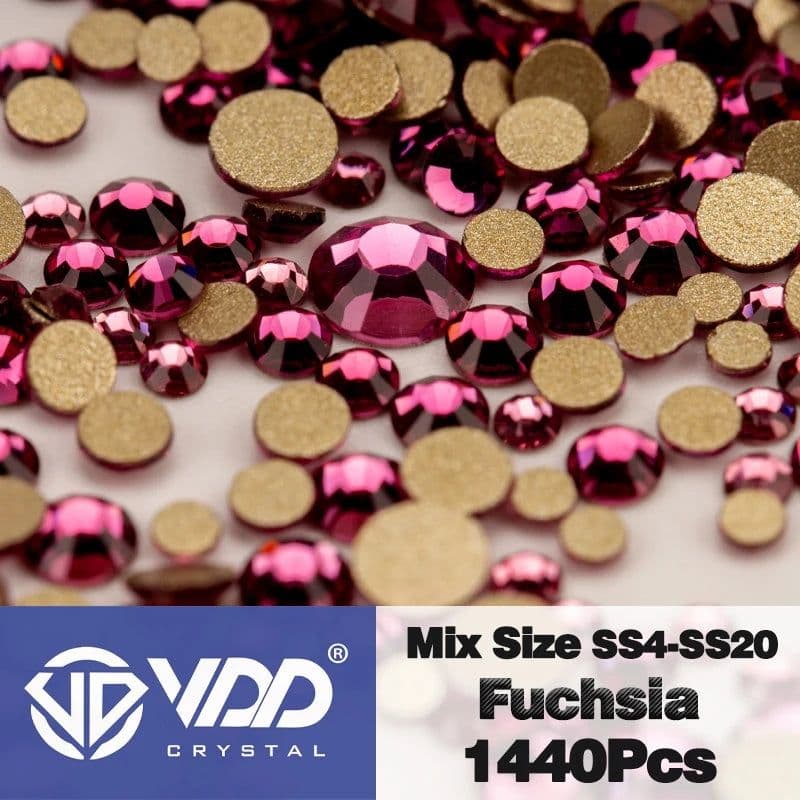 image-VDD SS4-SS20 Mix Size Clear Crystal Non-Hotfix Gold FlatBack Rhinestones Decorations DIY Glitter Stones 3D Nail Art Accessories
