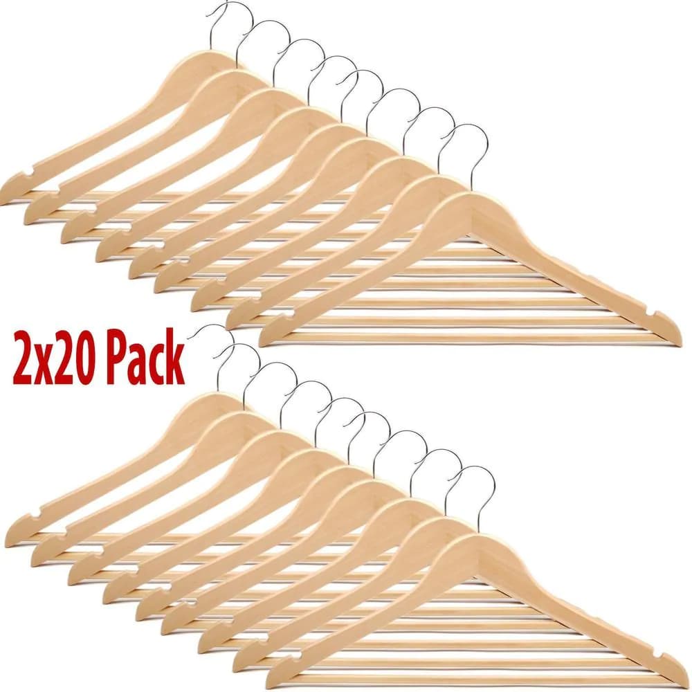 image-2x 20 Pack Wooden hangers EFG1132 EFG1031 088092