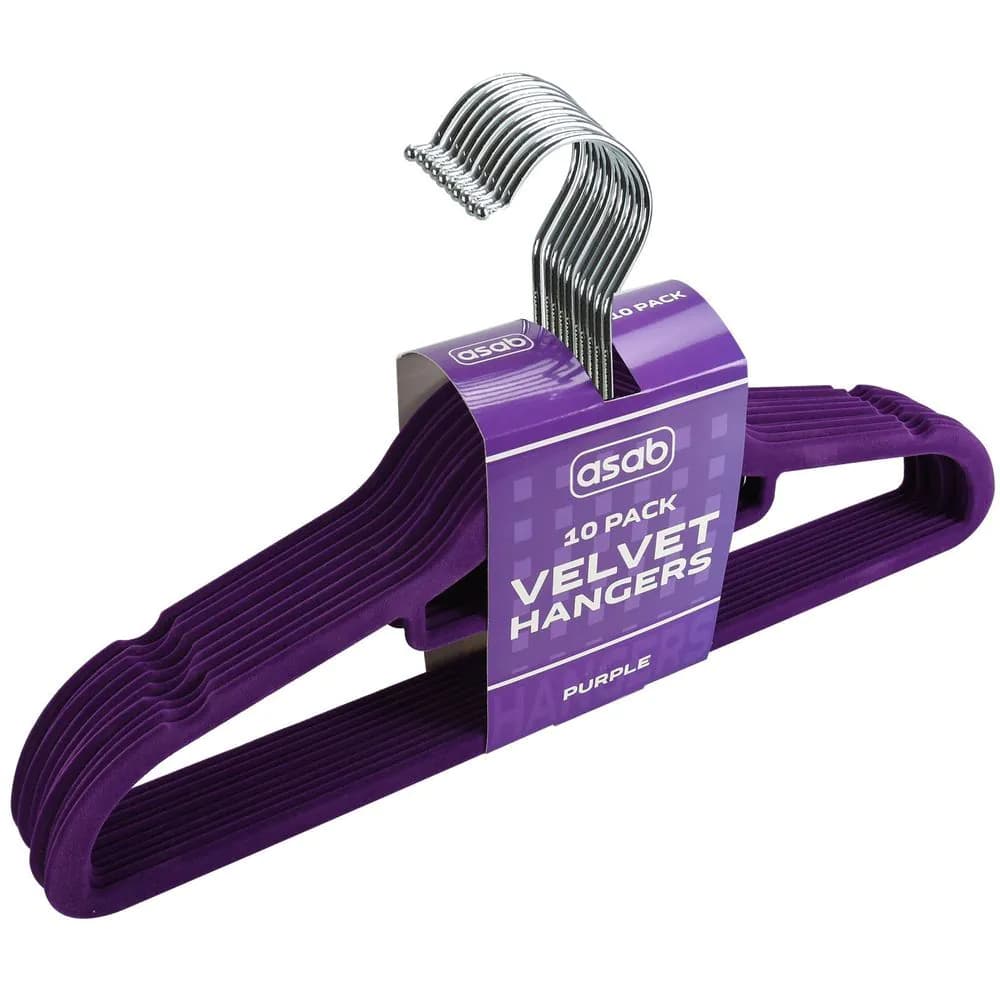 image-2X 10Pk Flocked Hangers PURPLE | AS-99160