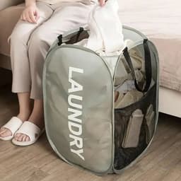 image-Mesh Pop-up Laundry Basket, Laundry Basket, Foldable Dirty Clothes Storage Basket, Large Capacity Storage Basket