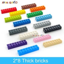 image-20pcs DIY Building Blocks Thick 2x8 Dots Educational Creative Toys for Children Figures Plastic Bricks Size Compatible With 3007