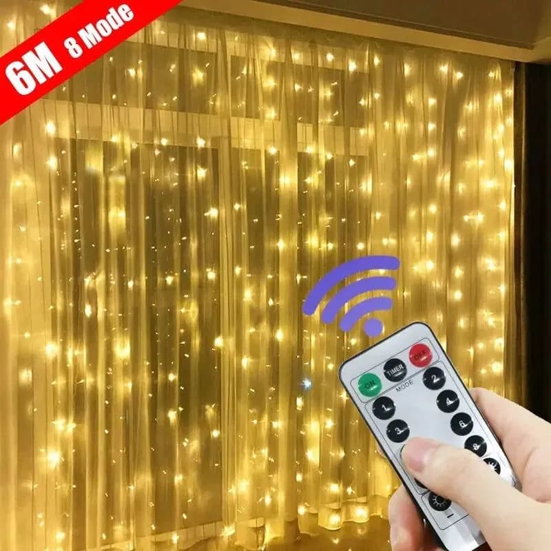 image-6x3M/3x3m Curtain Garland on The Window USB Power Fairy Lights Festoon with Remote New Year Garland Led Lights Christmas Decor