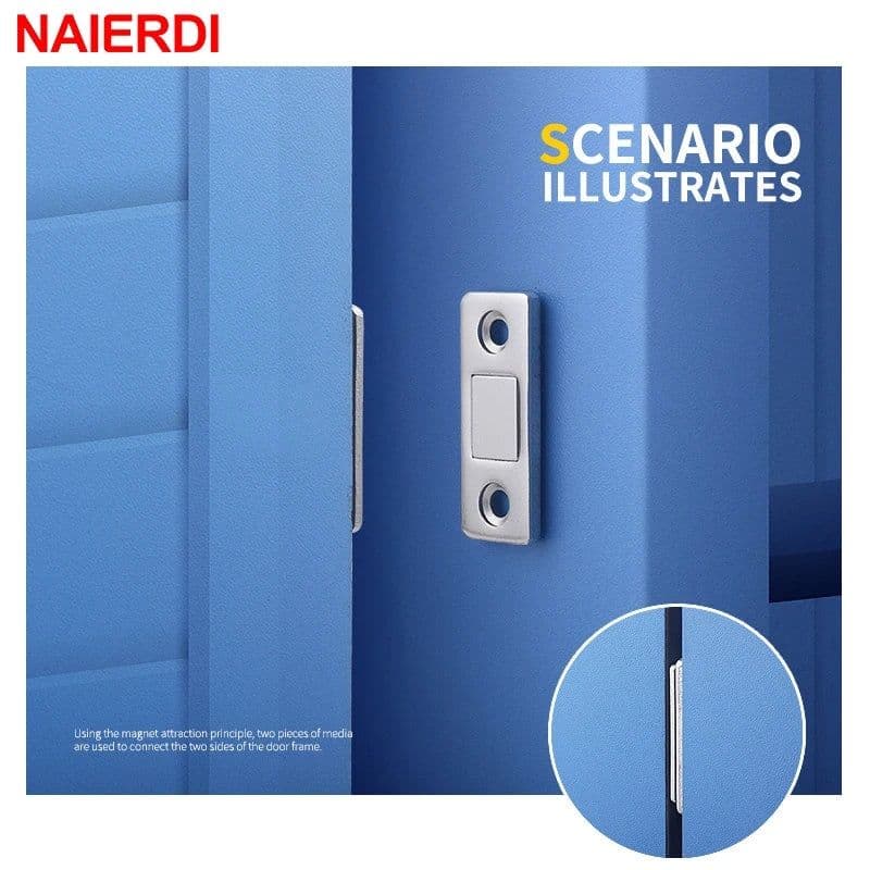 image-NAIERDI 2pcs/Set Magnetic Cabinet Catches Magnet Door Stops Hidden Door Closer With Screw For Closet Cupboard Furniture Hardware