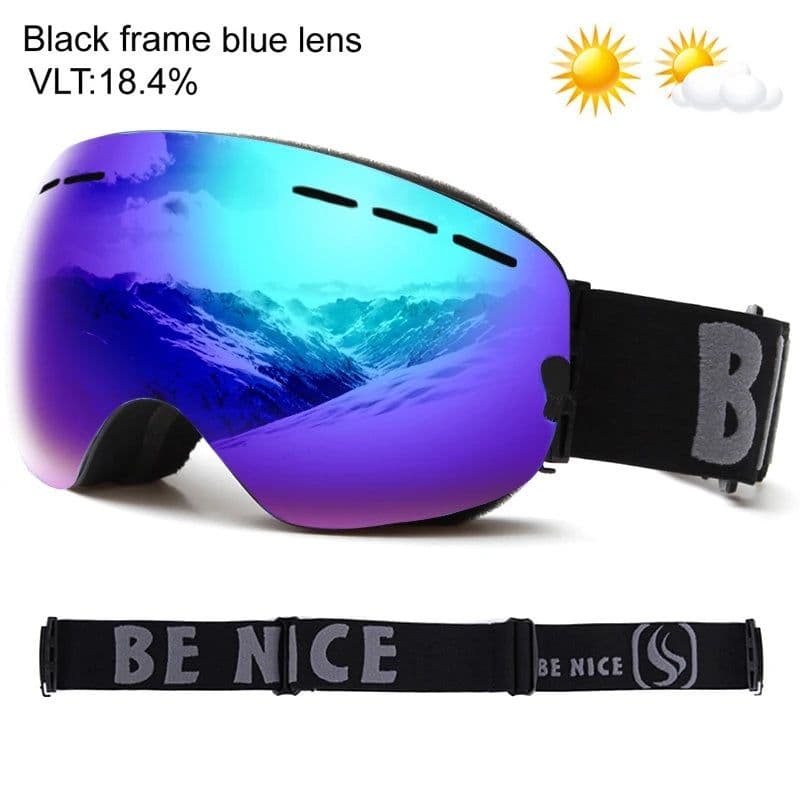 image-UV400 Double Layers Anti-fog Ski Goggles Lens Ski Mask Glasses Skiing Snow Snowboard Eyewear Mirror Polarize Goggles for Men