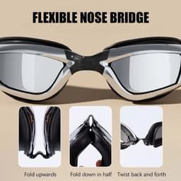 image-Swimming Goggles Swimming Ear Plugs Professional Waterproof Glasses HD Anti-Fog UV Silicone Adjustable Glasses Men Clear Goggles