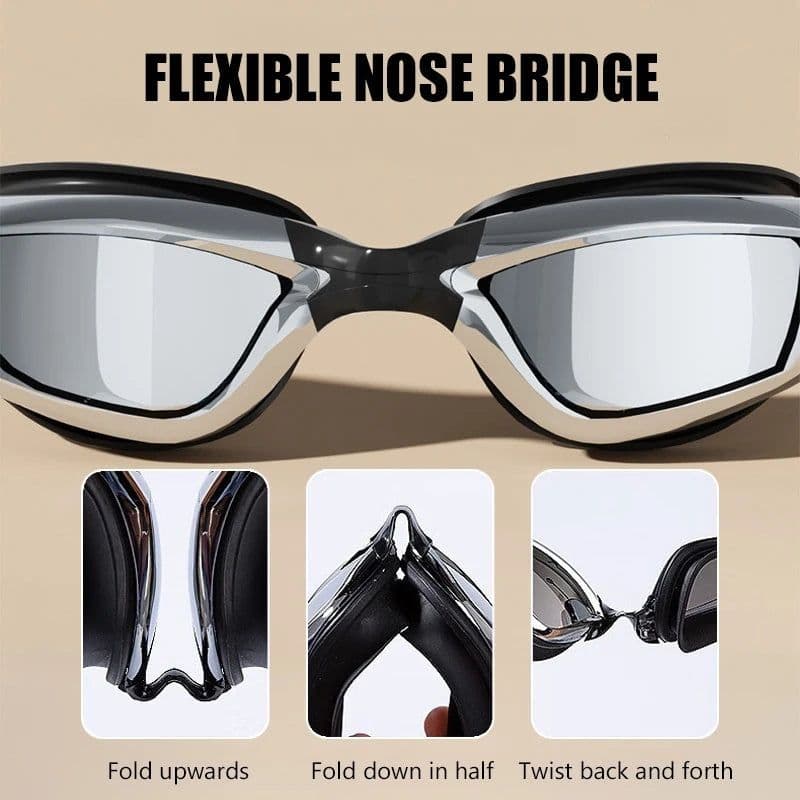 image-Swimming Goggles Swimming Ear Plugs Professional Waterproof Glasses HD Anti-Fog UV Silicone Adjustable Glasses Men Clear Goggles