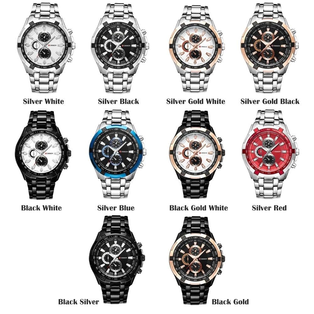 image-CURREN 8023 Quartz Watch Men Waterproof Sport Military Watches Mens Business Stainless Steel Wristwatch Male Clock reloj hombre