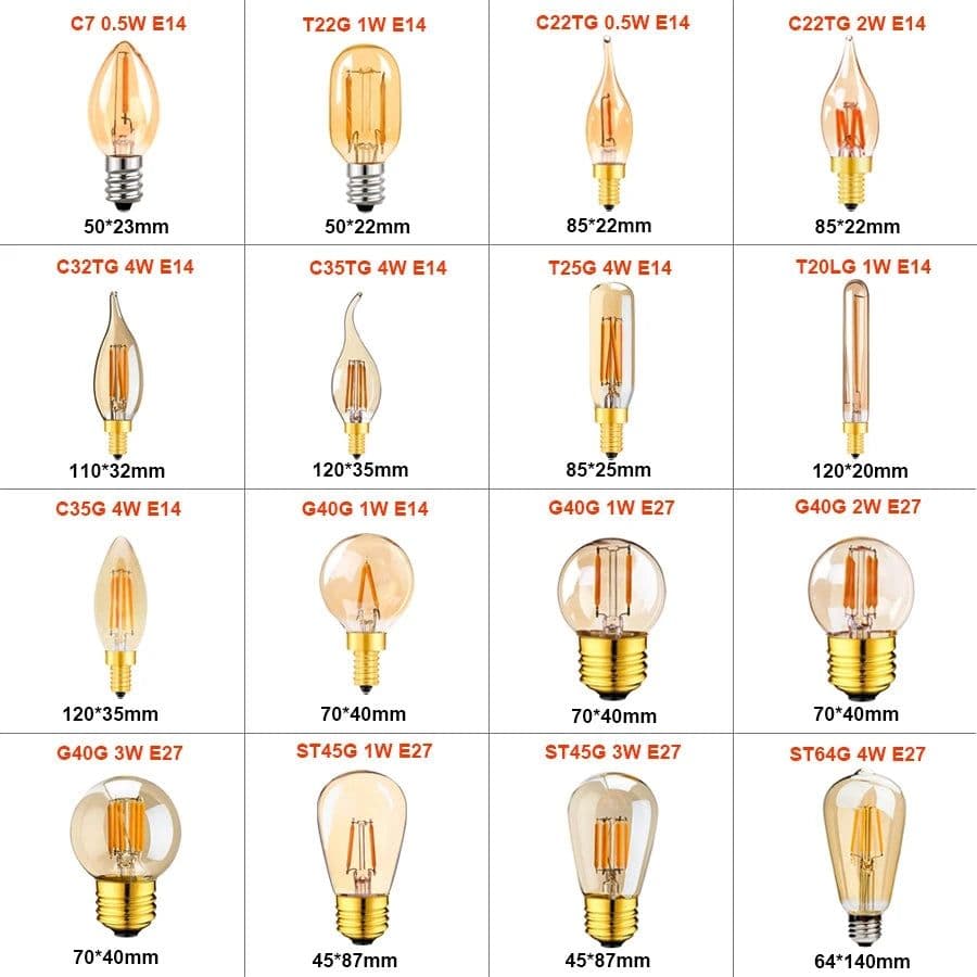 image-E14 E27 LED Bulb 220V Dimmable Vintage LED Filament Light Bulb T22 1W Retro Incandescent Decoration Led Lighting Lamp Ampoule