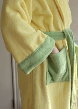 image-Ultra Soft Dopamine Stripe Bathrobe - 100% Organic Long-stapled Cotton