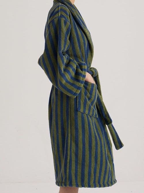 image-Ultra Soft Retro Stripe Bathrobe - 100% Organic Long-stapled Cotton