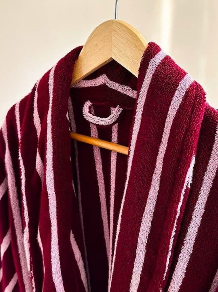 image-Ultra Soft Retro Stripe Bathrobe - 100% Organic Long-stapled Cotton