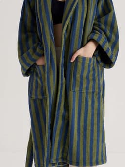 image-Ultra Soft Retro Stripe Bathrobe - 100% Organic Long-stapled Cotton