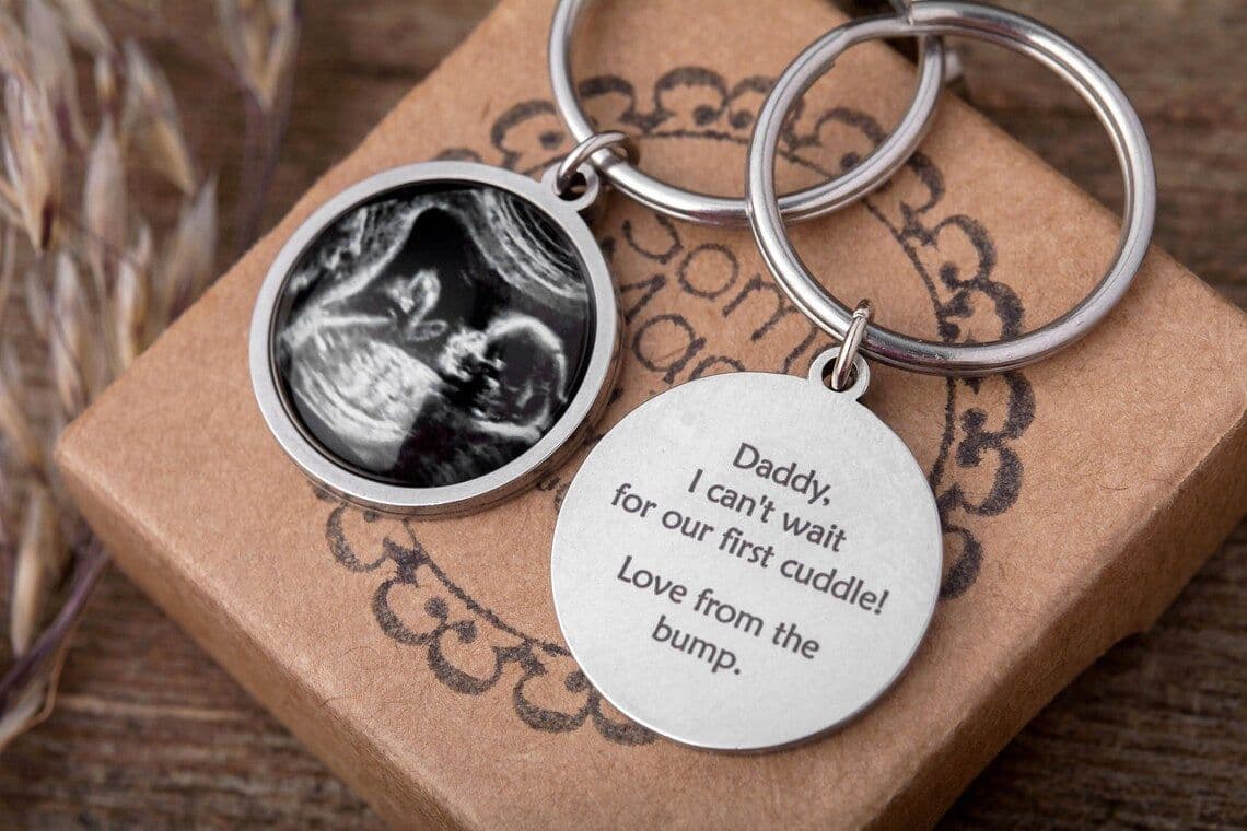 image-Personalized Ultrasound Keychain, Daddy To Be Gift, Pregnancy Gift