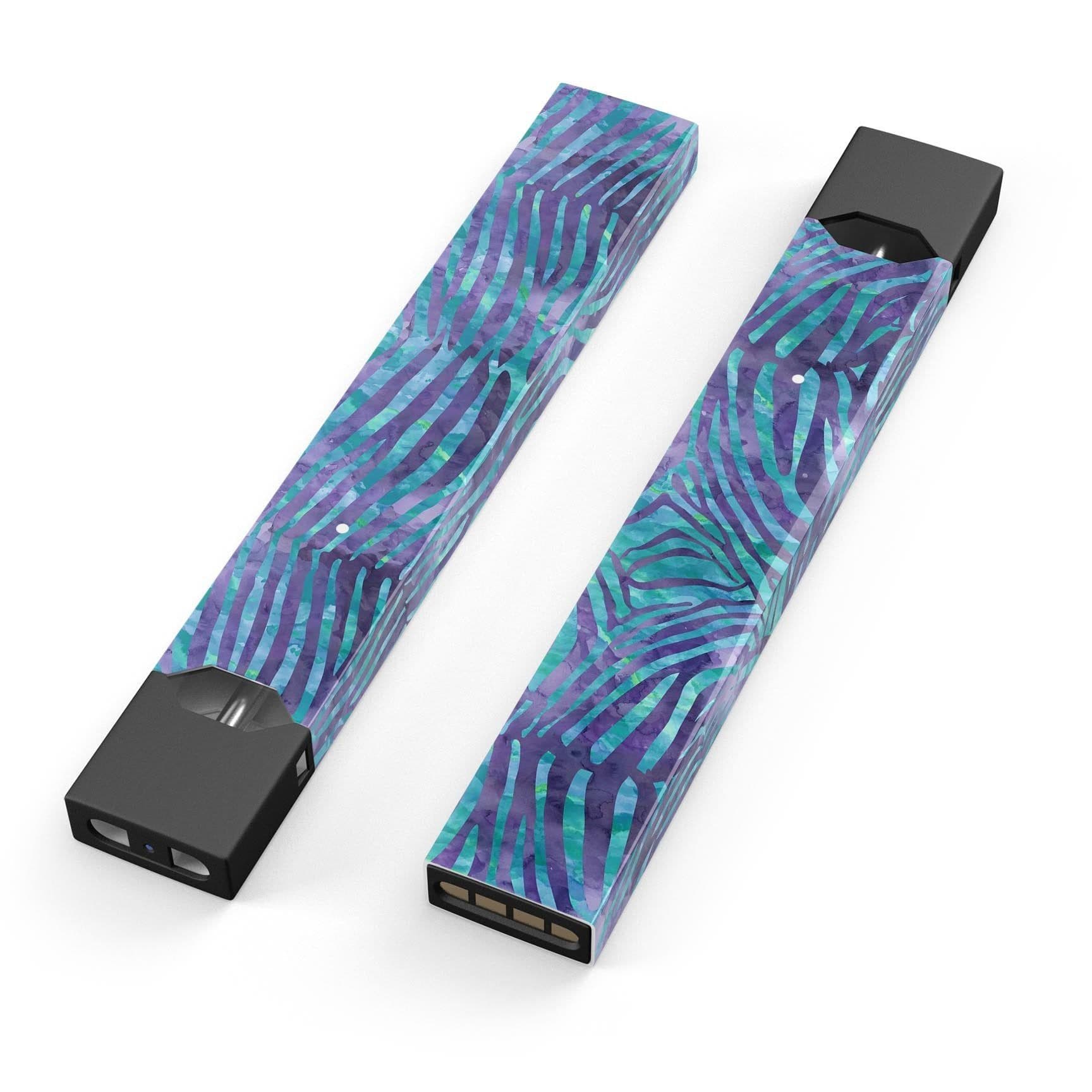 image-Blue and Purple Watercolor Zebra Pattern - Premium Decal Protective