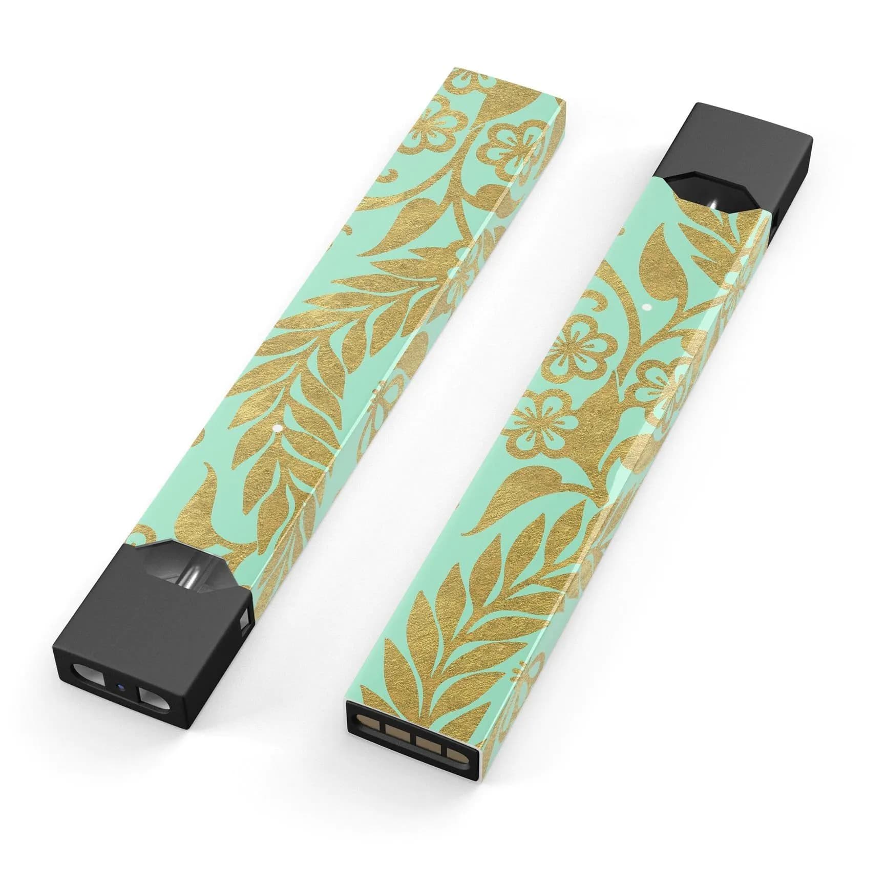 image-Mint and Gold Floral v9 - Premium Decal Protective Skin-Wrap Sticker
