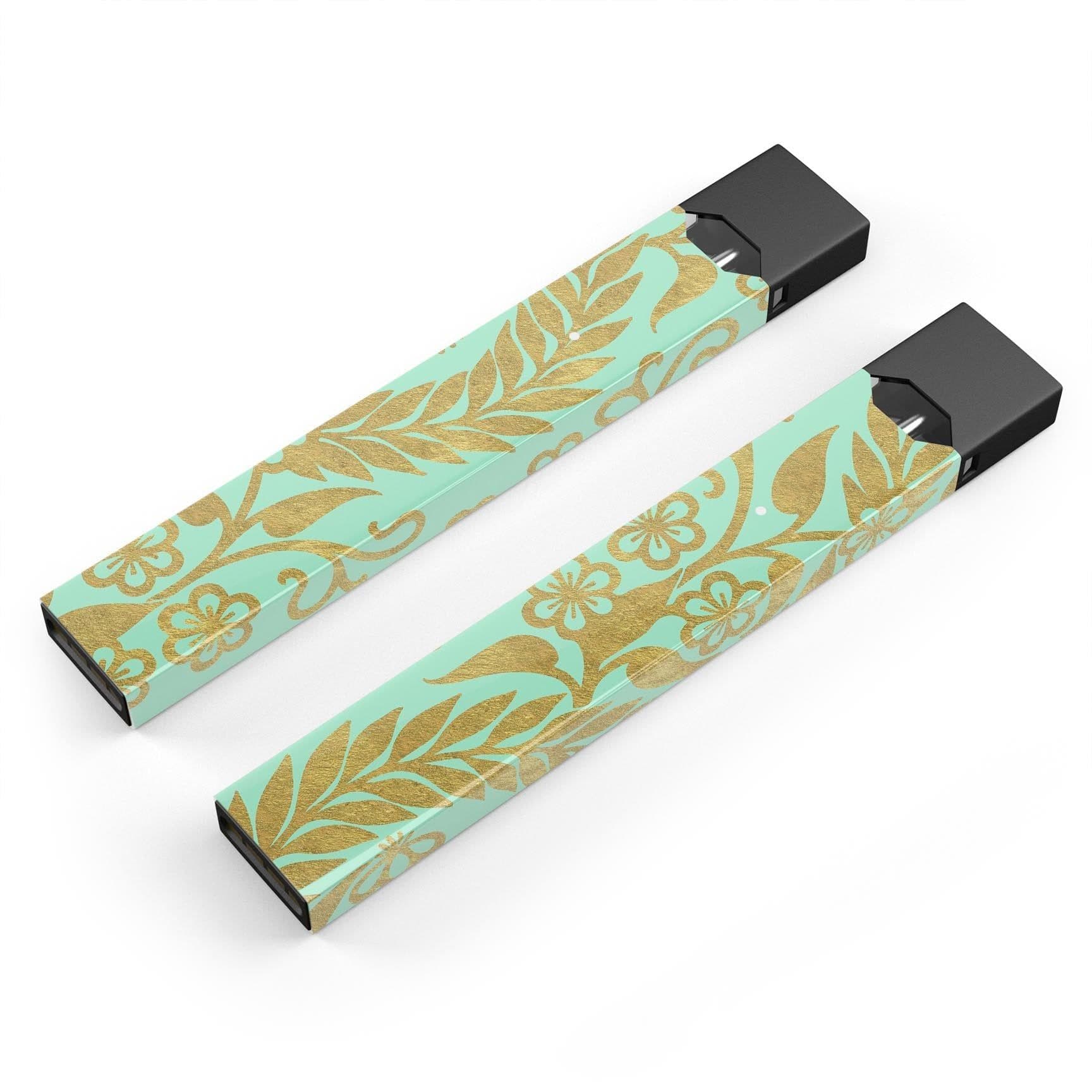 image-Mint and Gold Floral v9 - Premium Decal Protective Skin-Wrap Sticker