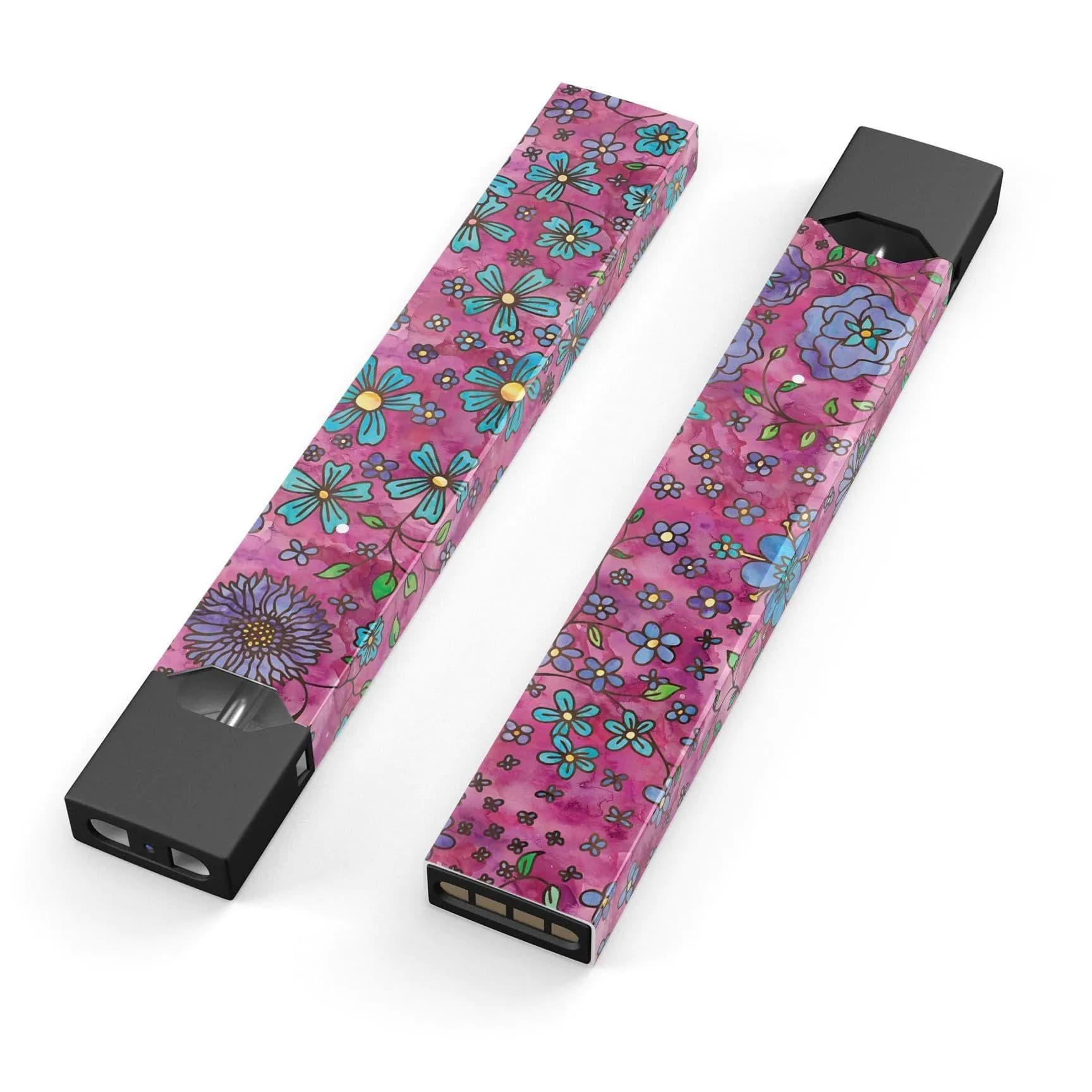 image-Floral Pattern on Wine Watercolor - Premium Decal Protective Skin-Wrap