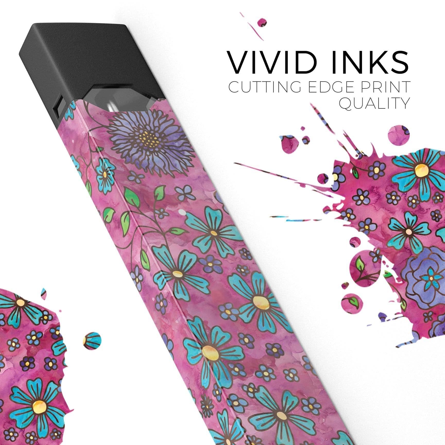 image-Floral Pattern on Wine Watercolor - Premium Decal Protective Skin-Wrap