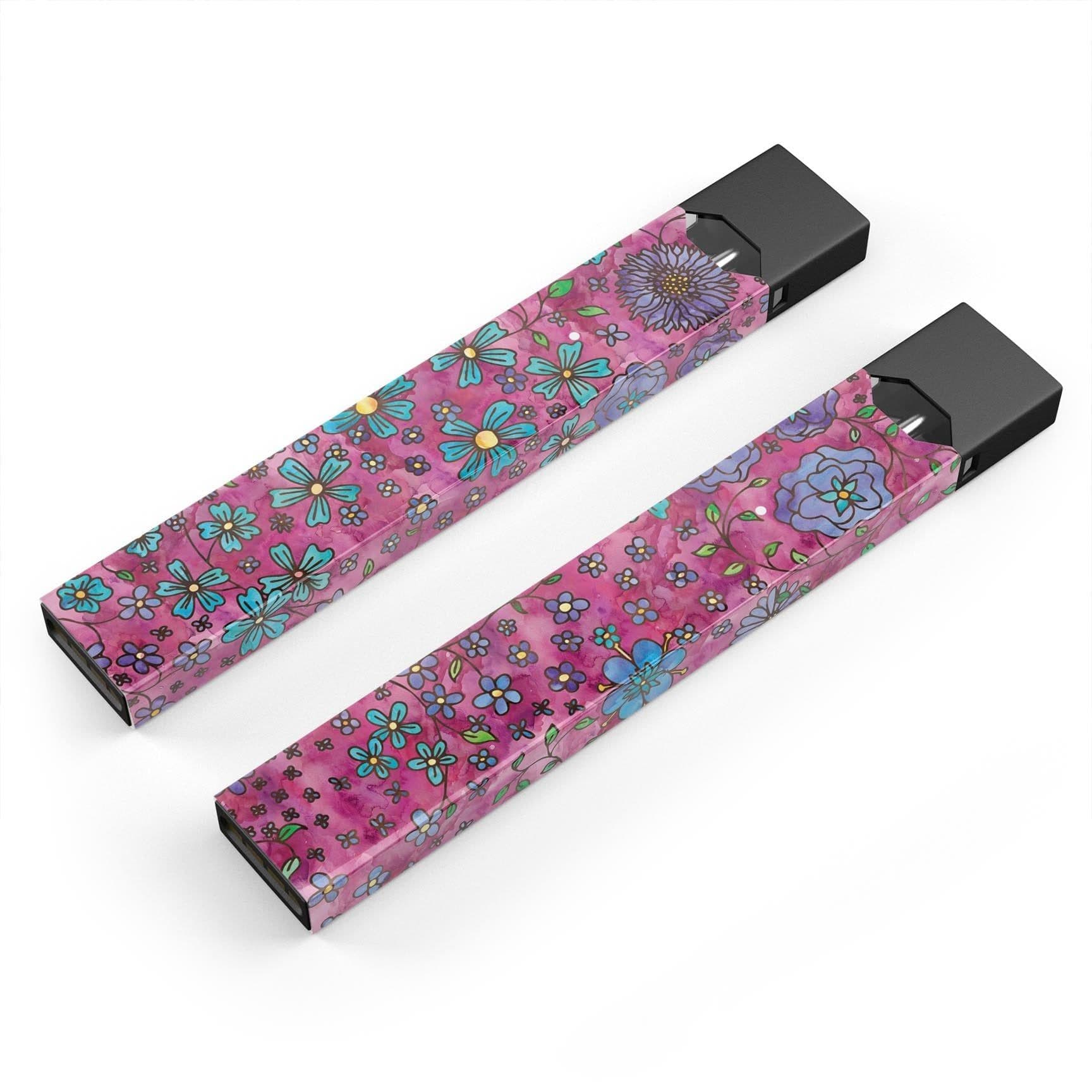 image-Floral Pattern on Wine Watercolor - Premium Decal Protective Skin-Wrap