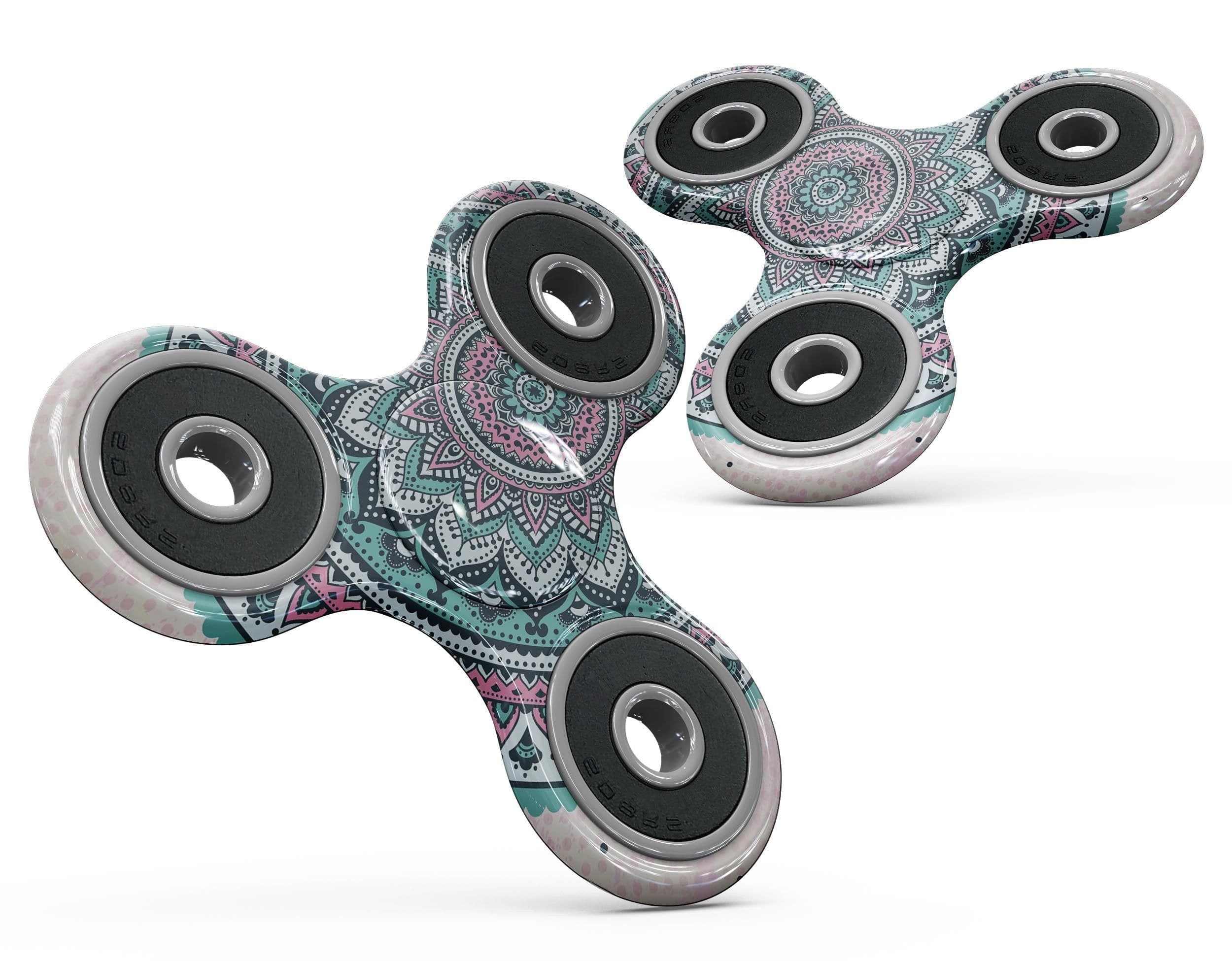 image-Green and Pink Circle Mandala v9 Full-Body Fidget Spinner Skin-Kit