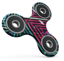 image-Grungy Neon Triangular Zig Zag Shapes Full-Body Fidget Spinner