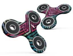 image-Grungy Neon Triangular Zig Zag Shapes Full-Body Fidget Spinner