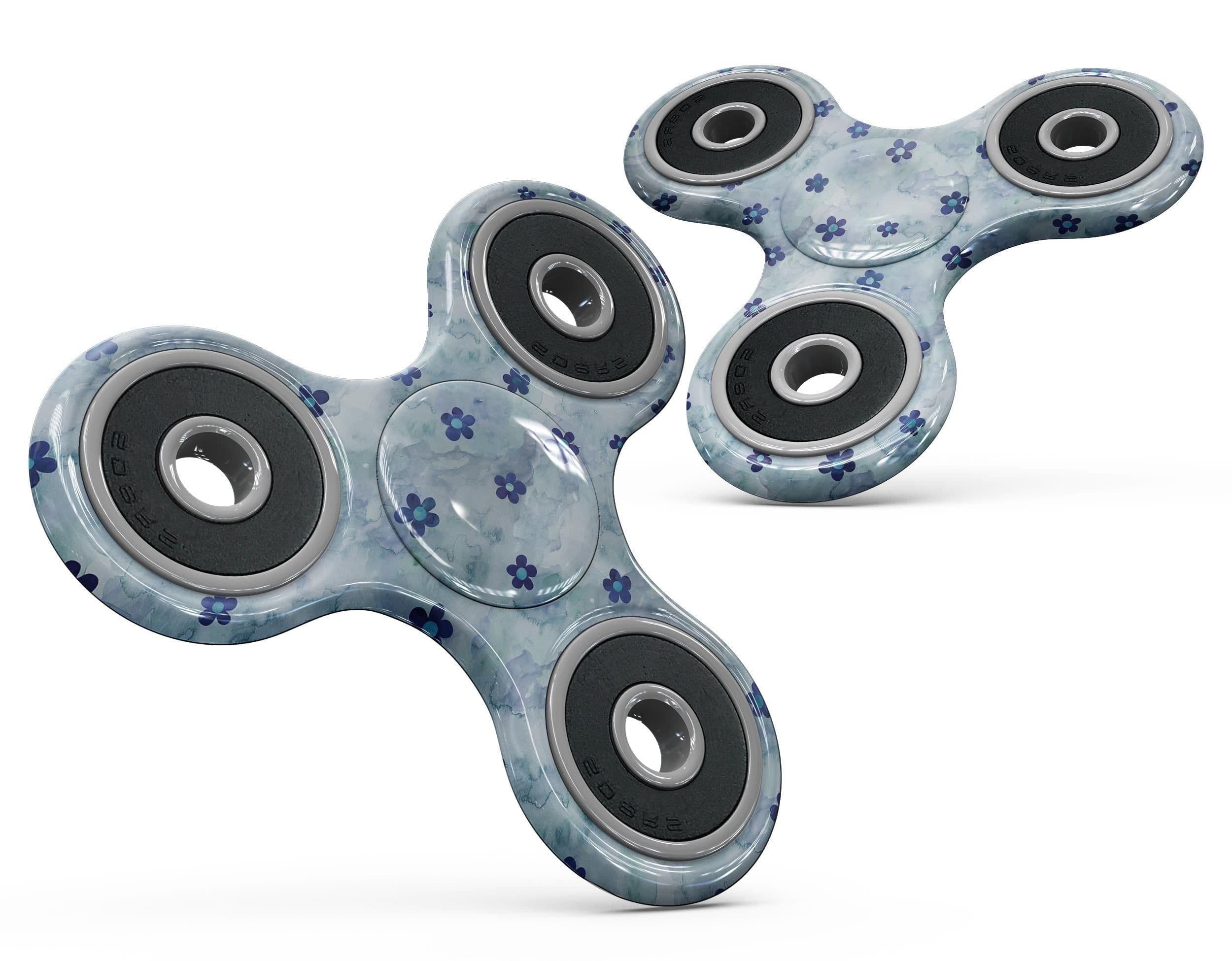 image-Cute Watercolor Flowers over Blue Full-Body Fidget Spinner Skin-Kit
