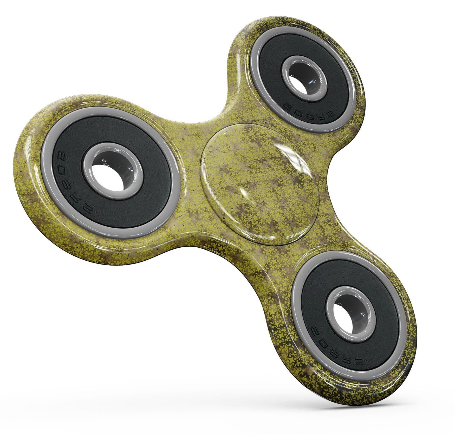 image-Grungy Black and Yellow Rococo Pattern Full-Body Fidget Spinner