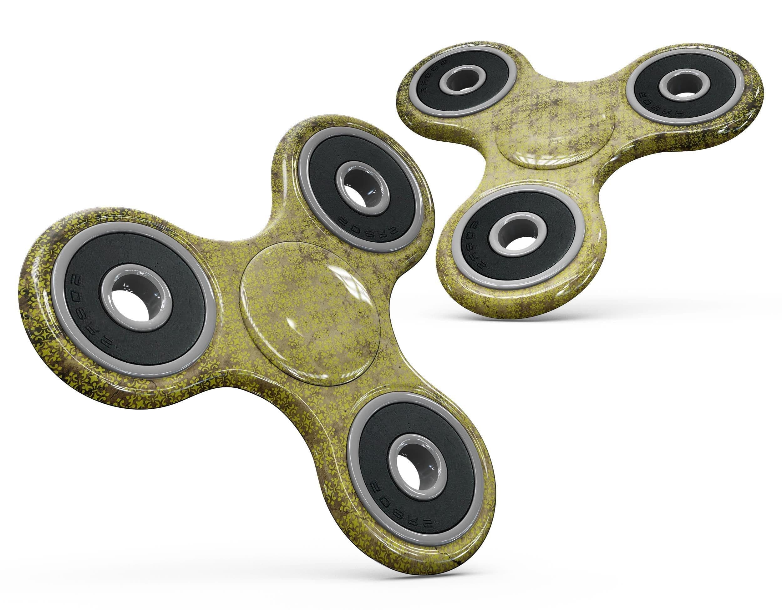 image-Grungy Black and Yellow Rococo Pattern Full-Body Fidget Spinner