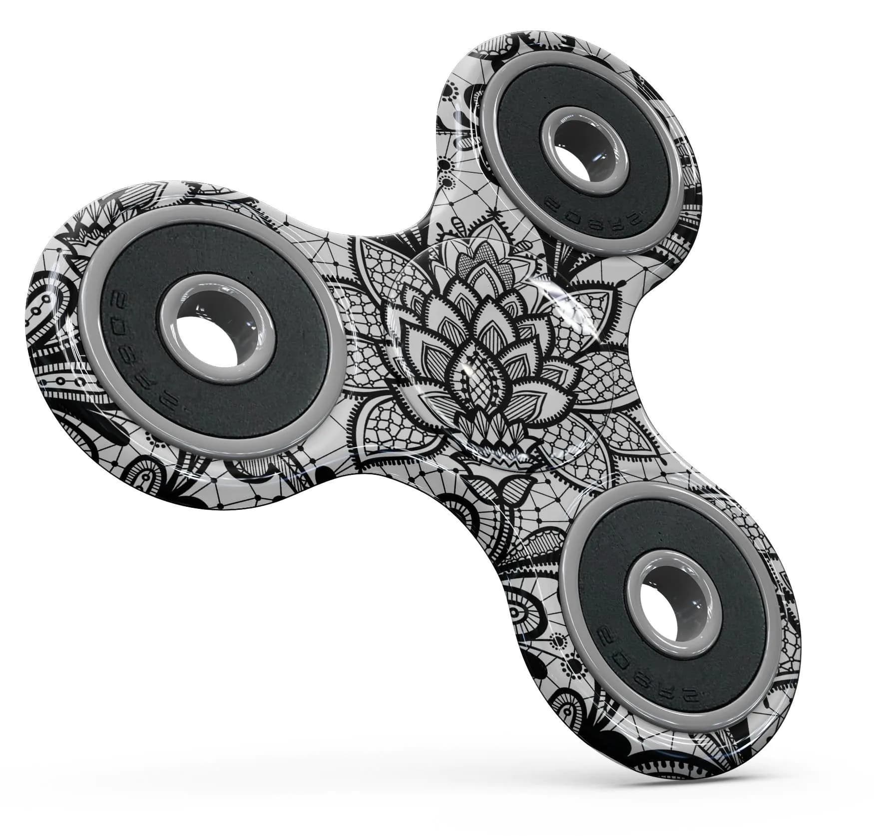 image-Black and White Geometric Floral Full-Body Fidget Spinner Skin-Kit