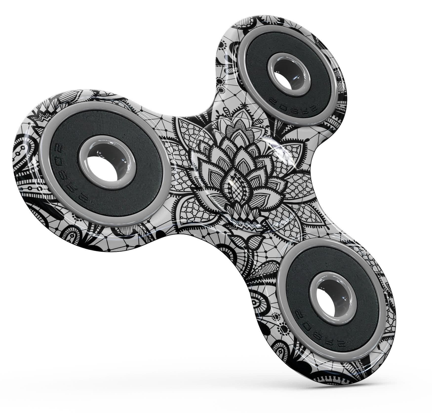 image-Black and White Geometric Floral Full-Body Fidget Spinner Skin-Kit