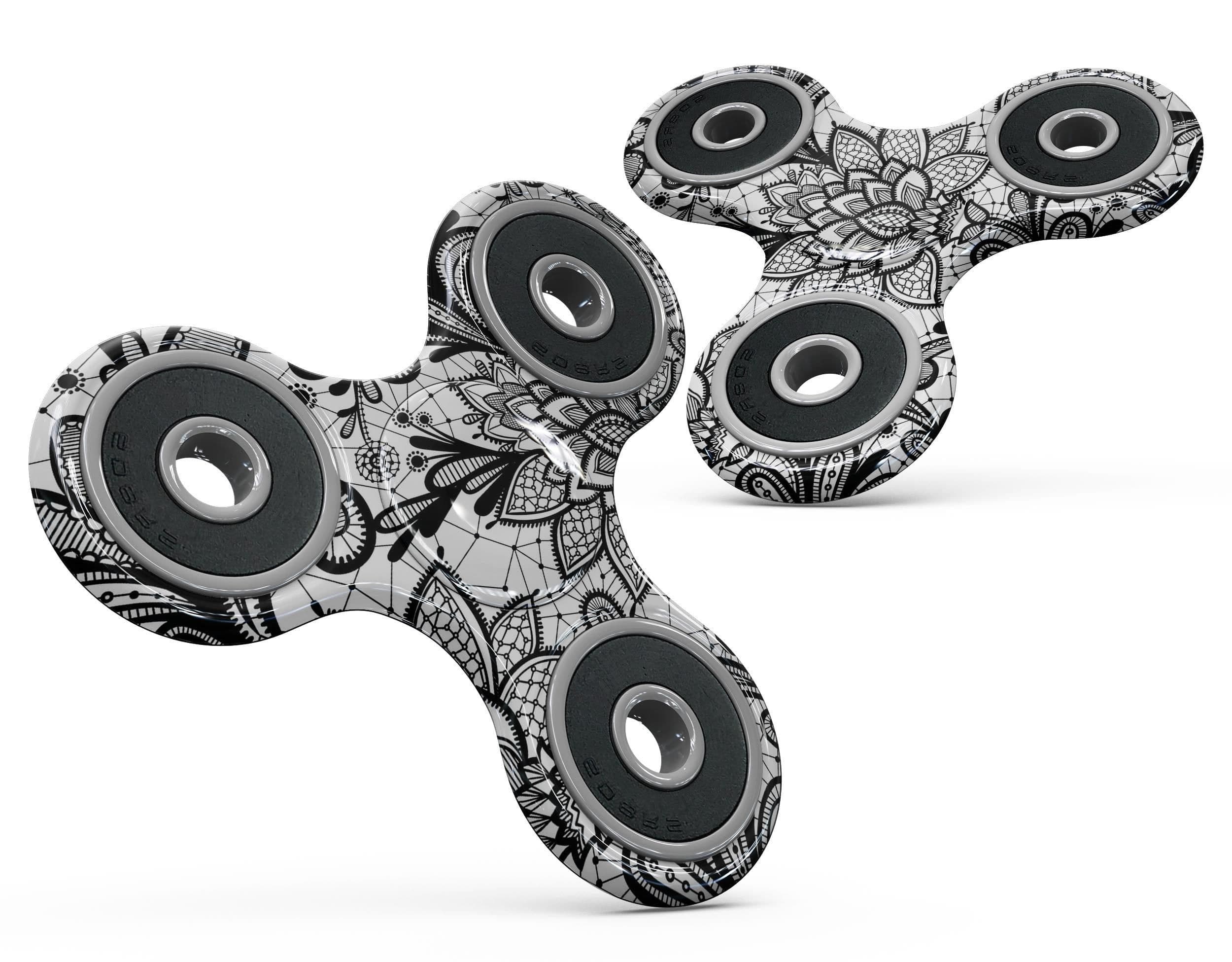 image-Black and White Geometric Floral Full-Body Fidget Spinner Skin-Kit