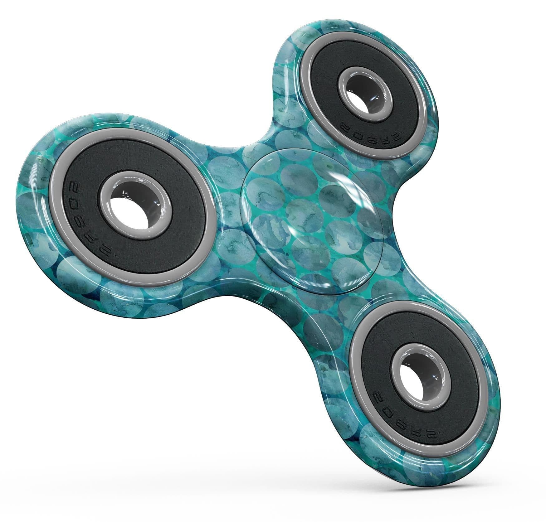 image-Aqua Sorted Large Watercolor Polka Dots Full-Body Fidget Spinner